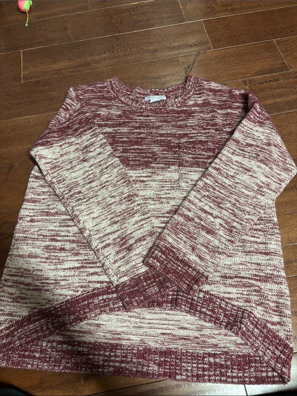 Marled Crewneck Sweater in Burgundy and Cream - Women